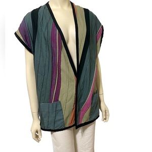 Vintage HULDA BRIDGEMAN 70's Hand Dyed Textile Art to Wear Vest Top M/L